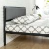 Queen size Metal Platform Bed Frame with Wood Slats and Upholstered Headboard