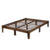 Queen size Solid Wood Platform Bed Frame in Brown Natural Finish