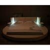 Queen size Modern Round Platform Bed with LED Headboard in White Faux Leather