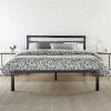 Queen Metal Platform Bed Frame with Headboard and Wood Slats