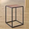 Modern Wood Top Black Metal Frame End Table Nightstand