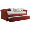 Twin size Red Faux Leather Upholstered Daybed with Trundle