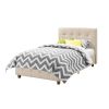 Twin size Tan Linen Upholstered Platform Bed Frame with Button-Tufted Headboard
