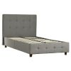 Twin size Grey Upholstered Platform Bed Frame with Button-Tufted Headboard