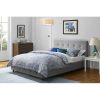 Full size Grey Padded Linen Upholstered Platform Bed with Headboard