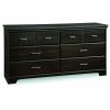 Triple Dresser in Ebony Wood Finish with 6 Drawers and Metal Handles