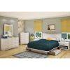 Queen size Contemporary White Platform Bed with 2 Storage Drawers