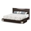 King size Modern Platform Bed with 2 Storage Drawers in Chocolate