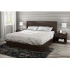 King size Modern Platform Bed with 2 Storage Drawers in Chocolate