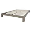 Queen size Champagne Metal Platform Bed Frame with Wood Slats