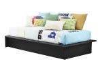 Black Faux Leather Upholstered Platform Bed Frame with Wood Slats in Twin