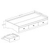 Twin size White Platform Bed Frame with 3 Storage Drawers