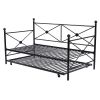 Twin size Black Metal Day Bed Frame and Roll out Trundle Set