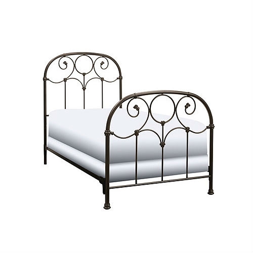 Twin size Metal Bed Frame with Headboard and Footboard in Rusty Gold Finish