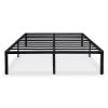 King size Heavy Duty Metal Platform Bed Frame with Round Corners in Black