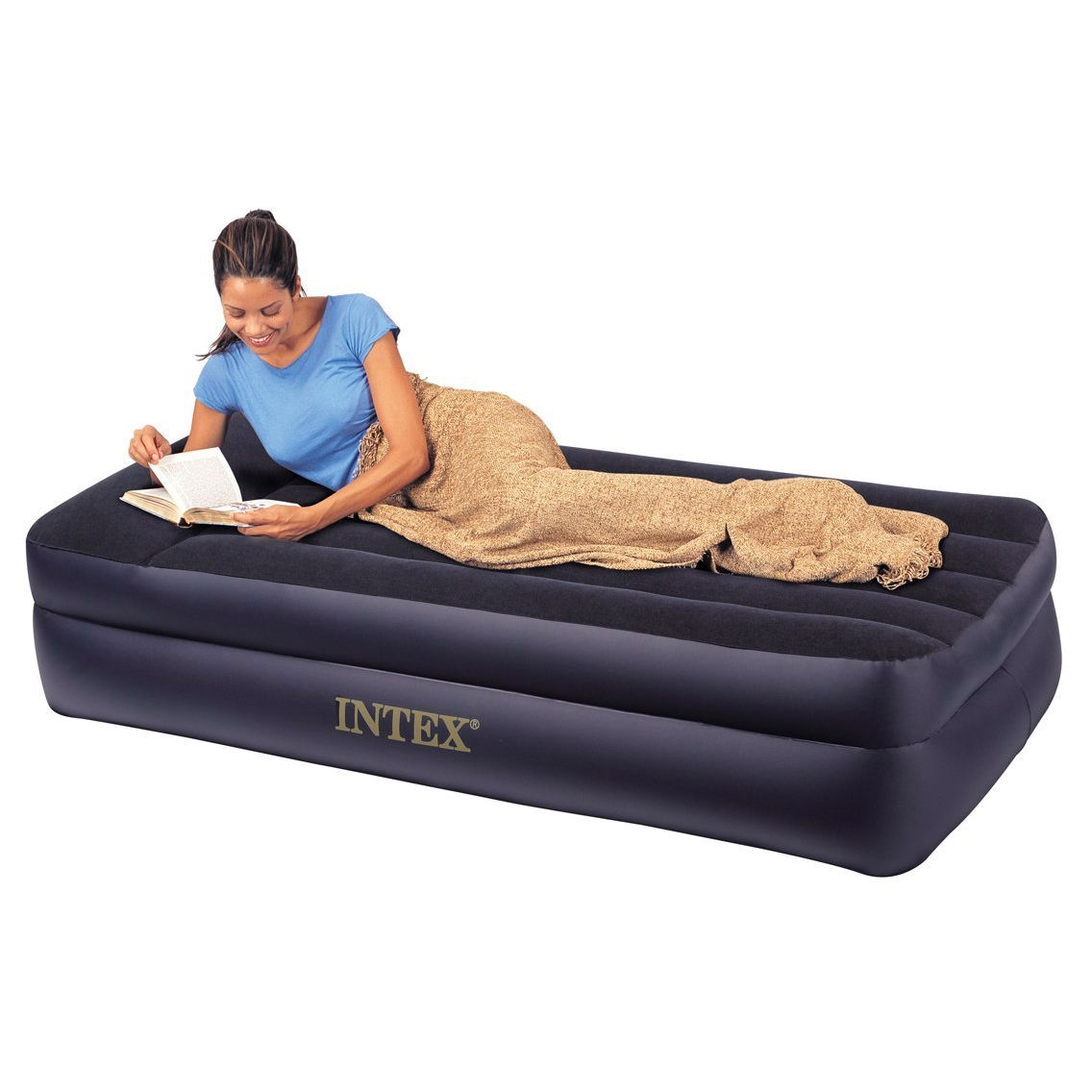 Twin Pillow Rest Raised Air Mattress with Built-in Air Bed Pump