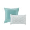 Twin / Twin XL Comforter Set in Light Blue White Grey Damask Pattern