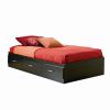 Twin Charcoal Black Modern Backless Platform Daybed with Storage Drawers