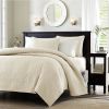 Twin / Twin XL size Quilted Coverlet Set with One Pillow Sham in Ivory