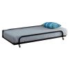 Twin size Roll Out Trundle Bed Frame in Black Metal