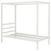 Twin size White Metal Platform Canopy Bed Frame - No Box-spring Necessary