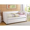 Twin White Faux Leather Upholstered Daybed with Trundle Bed