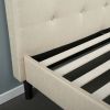 Full size Taupe Beige Upholstered Platform Bed Frame with Headboard