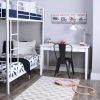 Twin over Twin Sturdy Steel Metal Bunk Bed in White Finish