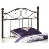 Twin size Metal Headboard with Scrolling Accents in Dark Brown
