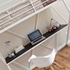 Modern Twin size Bunk Bed Loft with Desk in White Metal Finish