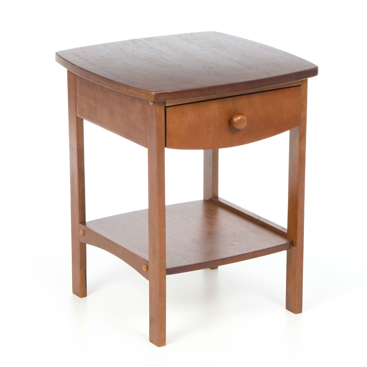 Walnut Wood Finish 1-Drawer Bedroom Nightstand Bedside Table