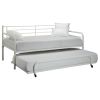 Twin size Roll Out Trundle Bed Frame in White Metal