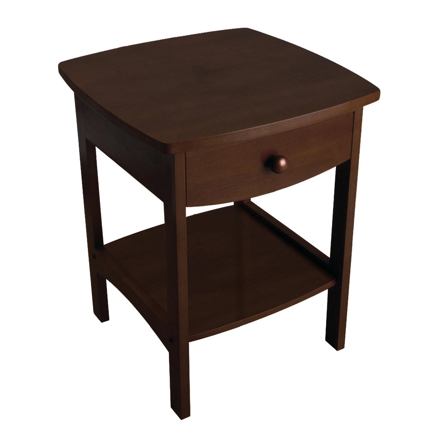 Walnut Finish Accent Table Nightstand with One Drawer