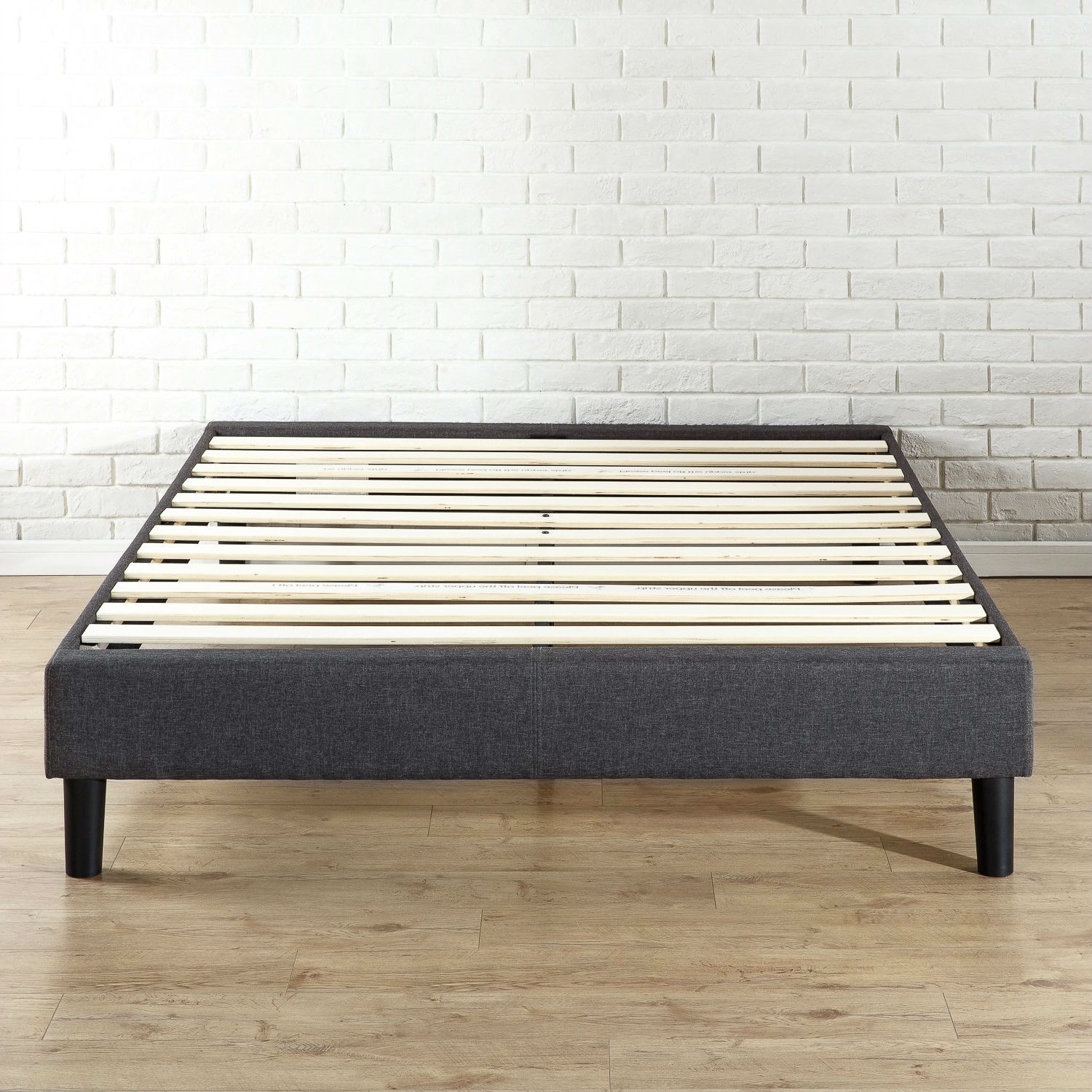 Queen size Modern Low Profile Grey Upholstered Platform Bed Frame