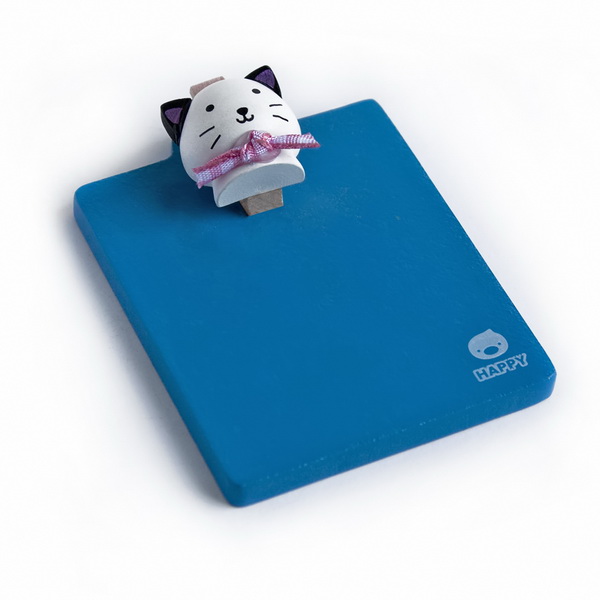 [Happy White Cat] - Refrigerator Magnet clip / Magnetic Clipboard