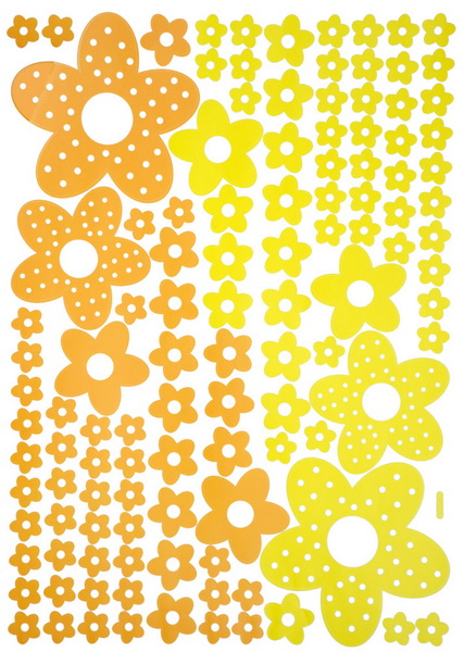 Yellow Floral Design - Large Wall Decals Stickers Appliques Home Decor