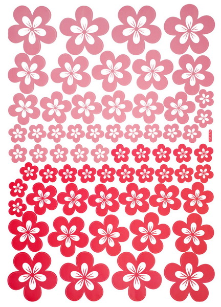 Pink Blossoming Flowers - Large Wall Decals Stickers Appliques Home Decor