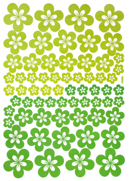 Green Blossoming Flowers - Large Wall Decals Stickers Appliques Home Decor