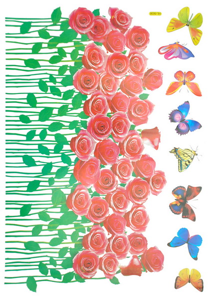 Rosebush & Butterflies - Large Wall Decals Stickers Appliques Home Decor