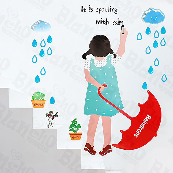 Rainy Girl - Large Wall Decals Stickers Appliques Home Decor