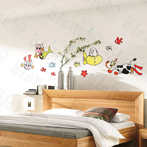 Cows Under The Sea - Large Wall Decals Stickers Appliques Home Decor