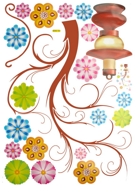Flower Lamp - Large Wall Decals Stickers Appliques Home Decor