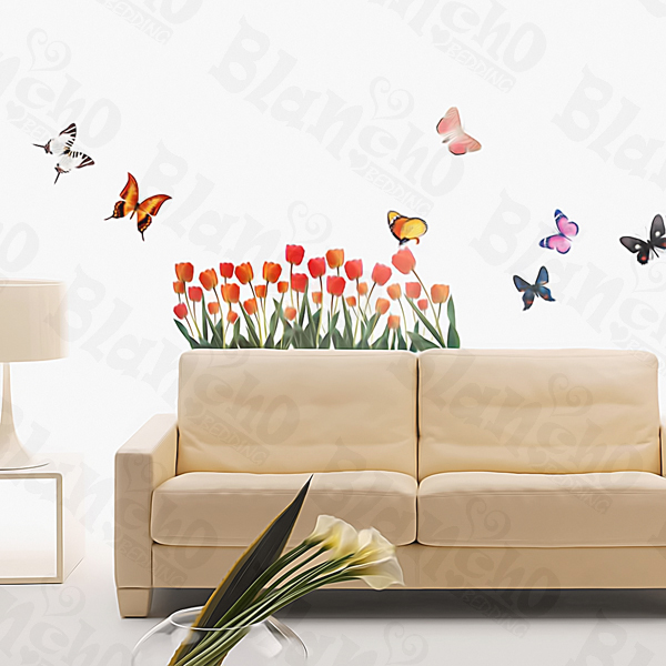 Tulip & Butterfly - Wall Decals Stickers Appliques Home Decor
