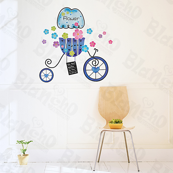 Flower & Bike - Wall Decals Stickers Appliques Home Decor