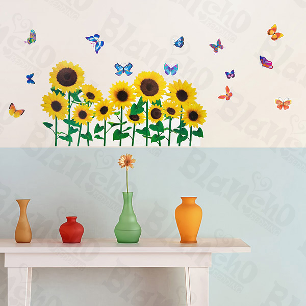 Sunflowers & Butterflies 2 - Wall Decals Stickers Appliques Home Decor
