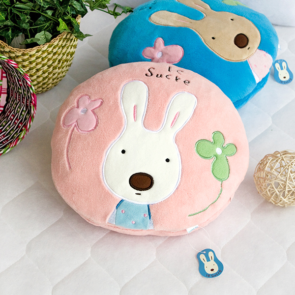 [Sugar Rabbit - Round Pink01] Blanket Pillow Cushion / Travel Pillow Blanket (25.2 by 37 inches)