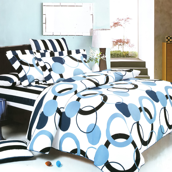 Blancho Bedding - [Artistic Blue] Luxury 6PC MEGA Comforter Set Combo 300GSM (Twin Size)