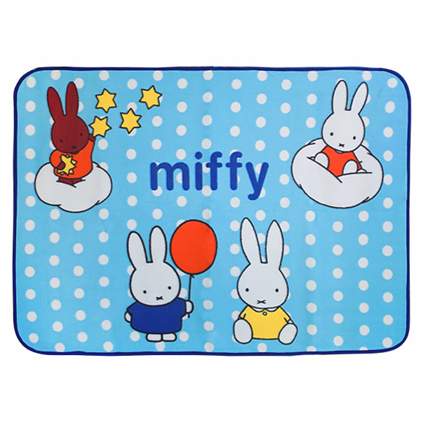 [Miffy - Blue] Coral Fleece Baby Throw Blanket (28.7 by 39.4 inches)