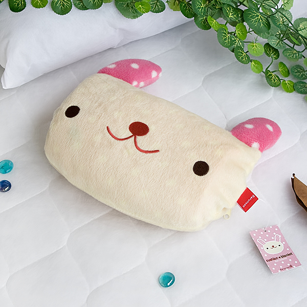 [Pink Rabbit] Fleece Throw Blanket Pillow Cushion / Travel Pillow Blanket (37 by 51.2 inches)