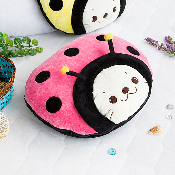 [Sirotan - Ladybug Pink] Blanket Pillow Cushion / Travel Pillow Blanket (39.4 by 59.1 inches)